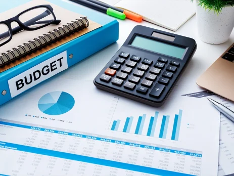 Financial and budget planning with chart report