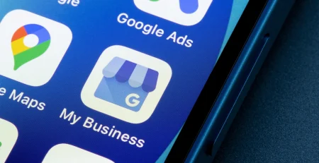 Google My Business mobile app icon is seen on an iPhone