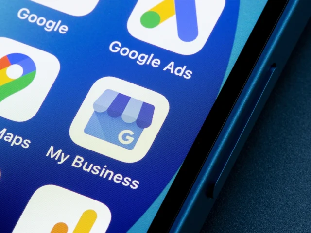 Google My Business mobile app icon is seen on an iPhone