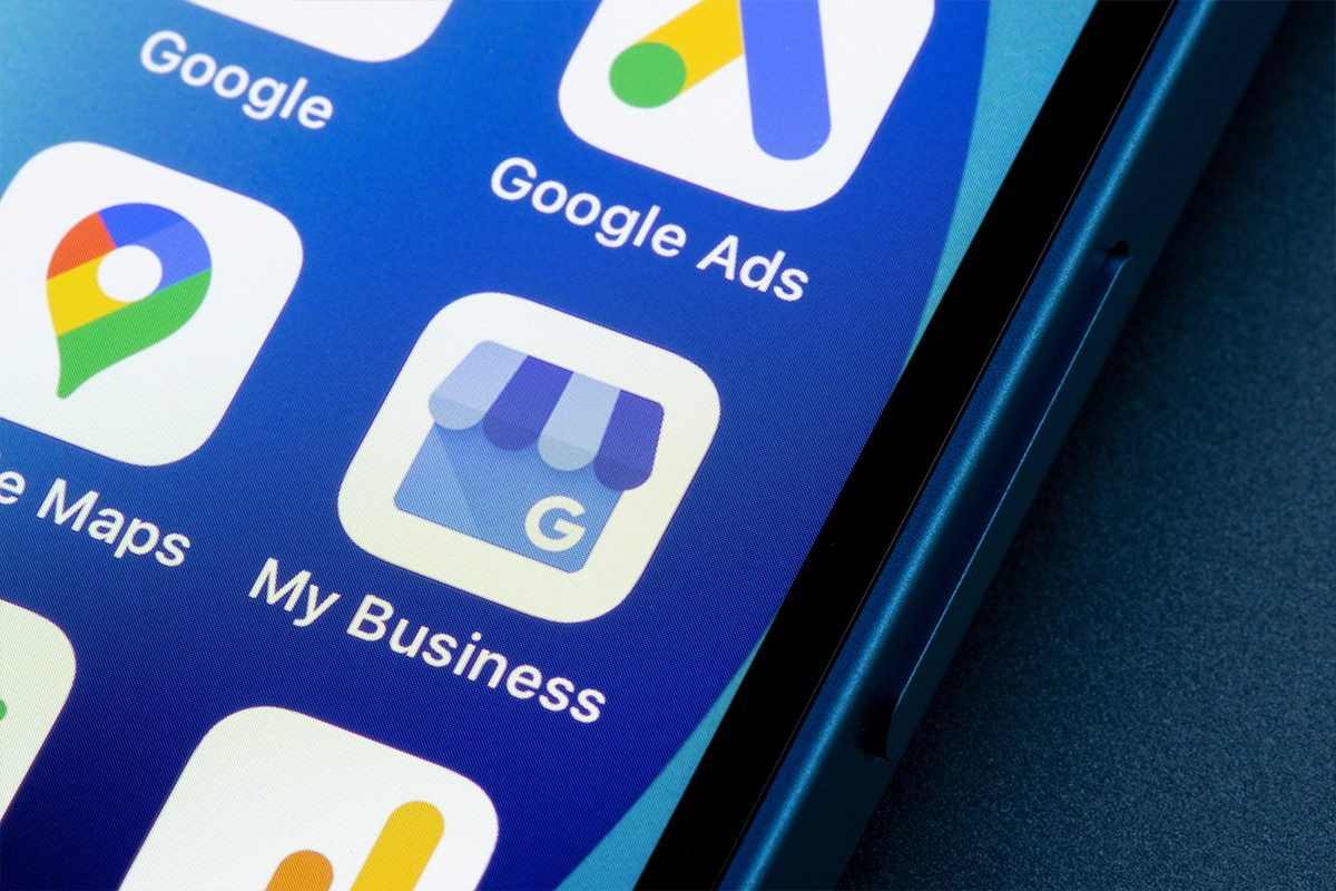 Google My Business mobile app icon is seen on an iPhone